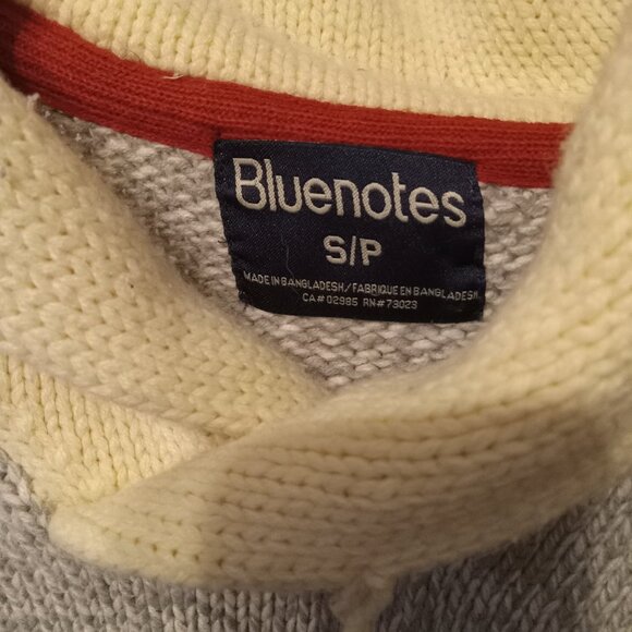 Ladies gently used Bluenotes grey/white/red cowl neck sweater missing button - Picture 4 of 4